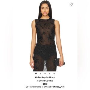 Camila coelho black mesh top with sequin.